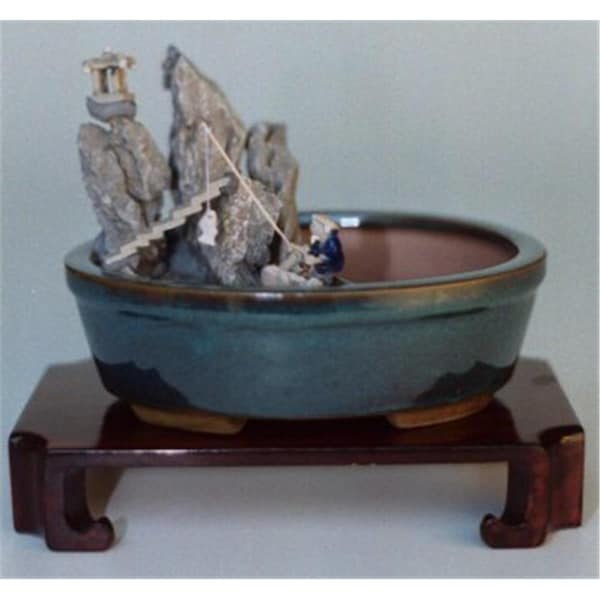 Paisaje 8 x 6 in. Water & Stone Landscape Scene - Ceramic Bonsai Pot PA2529681 - main